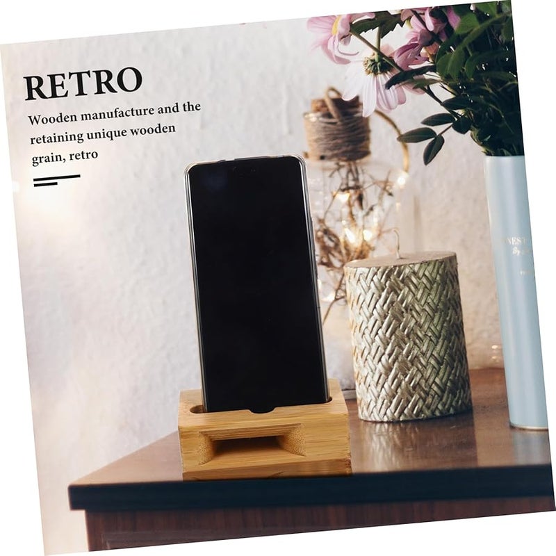 Wooden Phone Stand with Acoustic Resonance for Enhanced Sound Desktop Holder Retro Grain Finish - Image 3